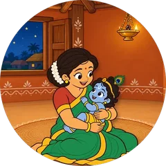 Yashoda holding baby Krishna